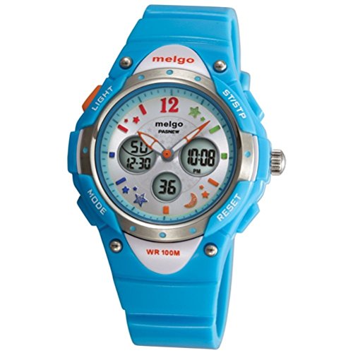 WINOMO PASNEW Wateproof Student Dualzeit LED Analog Sport Armbanduhr (blau) WINOMO PASNEW Wateproof Student Dualzeit LED Analog Sport Armbanduhr (blau)