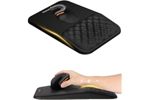 ProtoArc Tapis de Souris Repose-Poignet Cuir PU, Fonction Massage & Base Antidérapante, Imperméable Mousse Mémoire Forme, MP50 Noir - pour Ordi/Portable/Bureau