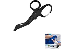 CMUYKIBU Noir Ciseaux Médicaux, Médical Ciseaux pour Bandage,Cisailles Acier Inoxydable,Gaze Ciseaux Bent EMT 7,7 Pouces pour Médecin ou Infirmière, Salle d'urgence ou Camp Extérieur