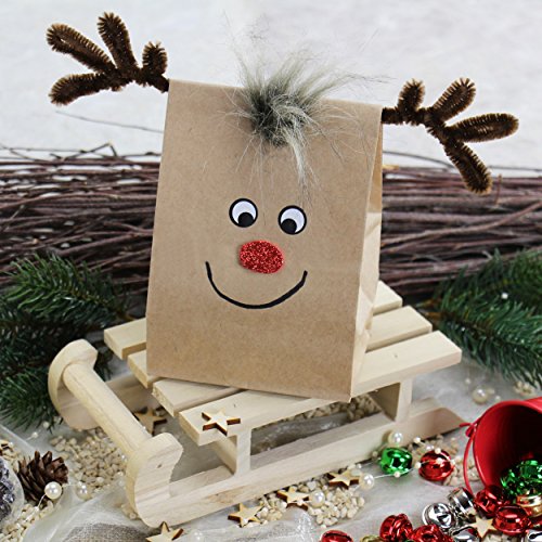 Papier Bodenbeutel klein / mittel, braun, 50 Stück, Größe 10x7x26 cm, unbedruck / natur, Gewicht 70g/m² ✓ lebensmittelecht ✓ Geschenktüten, Kraftpapiertüten, Adventskalender Basteltüten ✓ Papierbodenbeutel / Papierbeutel zum bemalen & basteln ✓ für Lebensmittel: Süßigkeiten, kleine Kekse | Gebäck | Pralinen | Plätzchen | Lebkuchen ✓ Set 50 stk retro Papiertüten unbedruckt zum befüllen | Perfekt für XMAS / Ostern / Vintage / DIY Deko / Christmas Weihnachten | trendmarkt24 23372 - 4
