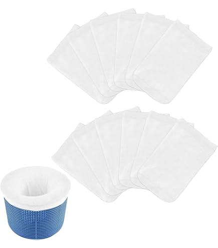 ZOCONE 40 Pezzi Calzini Skimmer Piscina, con Carta Prova PH, Calze per Skimmer Piscina Riutilizzabili Calze Filtranti per Piscina Rete per Skimmer per Filtrare Foglie/Capelli/Schiuma/Rifiuti (Blu
