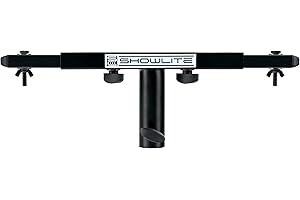 Showlite SAT-02 T Dual Quertraverse (Barra Transversal para 2 focos, Adaptable a Tubo de trípode de 35 mm, Acero) Negro
