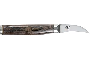 KAI Shun Premier Tim Mälzer Cuchillo japonés para pelar con hoja de 5 cm - Núcleo VG-MAX 61 HRC, 32 capas de Damasco pulido - Mango de madera de Pakka color marrón medio - Superficie martillada