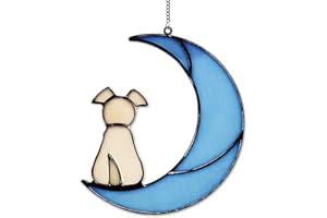 Baoswi Acrylic Dog Memorial Gifts for Dog Lovers, A Light Yellow Dog Decor on Blue Moon Window Hangings Suncatcher, Loss of Dog Sympathy Gift, Pet Loss Remembrance Gifts in Memory of Dog, Not Glass