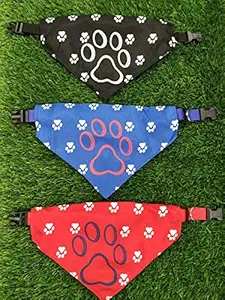Pets Empire Footprints Triangle pet Dog paw Print Scarf Towel Bib Jewelry Scarf for Medium to Large Breeds Adjustable Neck Size 42-56cm (Black)
