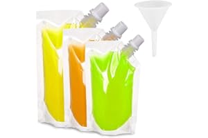Boerni Paquet de 30 fioles de Boisson en Plastique, fioles de Poche de qualité Alimentaire avec 3 entonnoirs en Pcs pour Boisson de Noël (250 ML, 420 ML, 500 ML)