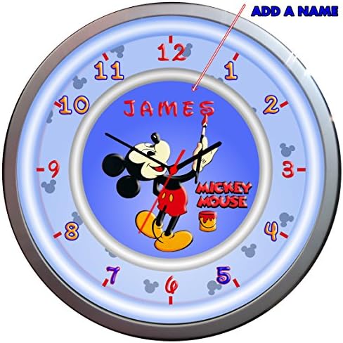 NEW Kids Mickey Mouse Personalised Wall Clock Boy Children Gift Choice font