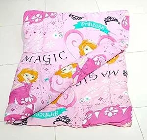 Broka Brother Kids Comforter Single Bed | Warm Baby Comforters for Winter Cartoon Printed Blanket for Kids | Quilt Blankets for Unisex Boys and Girls, Pack of 1, 60x100 Inches, Light Pink