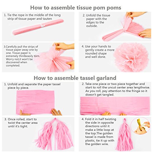 Paxcoo 35 Stk. Minze Gold Tissue Papier Pom Poms Quaste Girlande für Baby Dusche Party Dekorationen - 6
