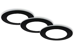 BRILONER - 3er Set Bad Einbaustrahler LED mit Fernbedienung, einstellbar von warmweiß bis kaltweiß, dimmbar, LED Spot, Deckenspots, Spots, Einbauleuchten, Einbauspots, 92x45 mm, Schwarz