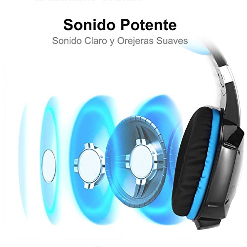 EasySMX G1200 Auriculares para PS4  Cascos con Micr  fono Ajustable y Control de Volumen y una Tecla Mute Compatible con PS4  PC Laptop  M  vil Pad  Azul  para Jugadores