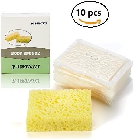 JAWINKI 10pcs Soft Disposable Bath Sponges with Vacuum Compressed Packing, Multipurpose, Yellow Colour