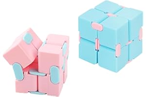 GENERIC Infinity Cube Fidget Cube Toy Infinite Magic Cube Infinity Cube Fidget Toy Cheap Unzip Toy Birthday Present Gifts (Blue+Pink)