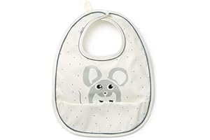 Elodie Details Baby Lätzchen mit Auffangschale - Abwaschbar - Skandinavisches Design - Wasserdicht - Forest Mouse Max, Grau