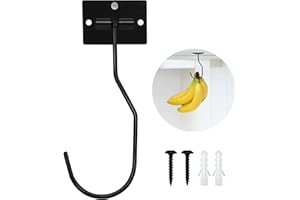 Ticway Banana Hanger Hook – Space Saving Banana Holder Hanger to Keep Bananas Fresh, Self Adhesive and Screw Banana Hook 1Pack Black