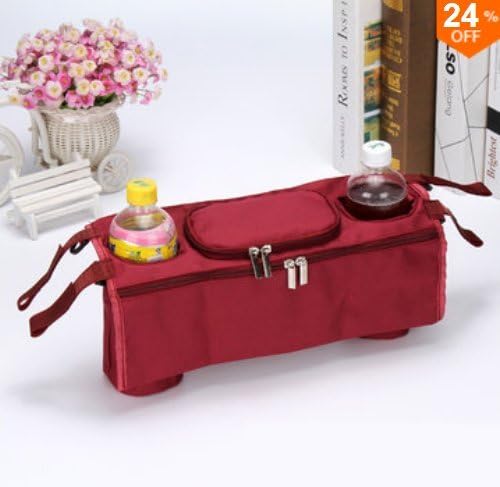 Inovey Vvcare BC-Q12 Infant Stroller Organizer Cup Holder Large Storage Bag Stroller Accessories - Wine Red
