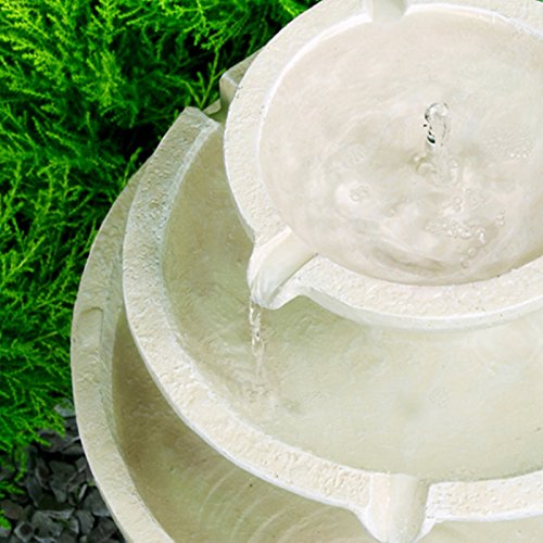 Barnwell Elfenbeinfarbener Stufenbrunnen, solarbetrieben - 3