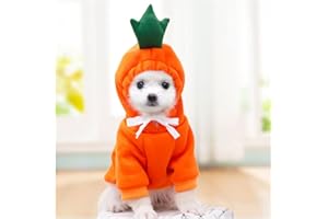 COEMA Dog Hoodie, Cute Dogs Hooded Sweatshirt, Warm Clothes for Small Medium Pet Dog Cat (Carrot, Medium)