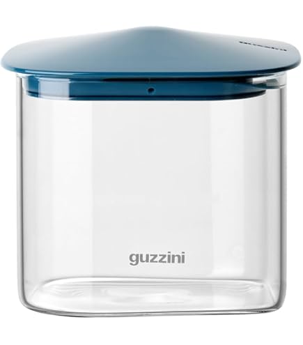Guzzini Barattolo Rettangolare Fresh & Style 1000 Ml, Vetro Borosilicato Con Tappo Beige, Chiusura Ermetica