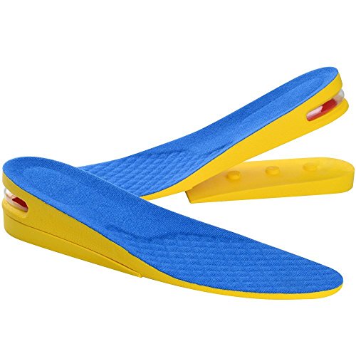 SOUMIT Plantillas Elevador de Altura (39-45) - Invisible 2 Capas 3.5-5CM Inserto de Zapato de la PU, Cojín Respirable del Amortiguador de Aire del Pie del Masaje