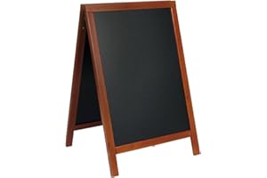 SECURIT - Lavagna Da Terra Deluxe - Per Pennarelli A Gesso Liquido - Per Caffè, Ristoranti, Bar, Negozi- 55x85 cm - Colore Mogano