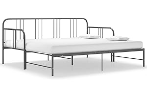 Gecheer Estructura de Sofá Cama Extraíble de Metal Sofá Cama Metálica Diván Cama Salón Habitación Habitación Dormitorio Balcón Gris 90x200 cm