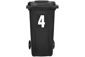 Pack of 4 White Bin Number 4 Stickers (17 cm) Waterproof Bin Stickers Packwith® #PBN10-4