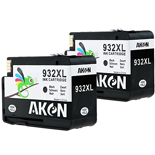 AKEN 1 Farbe (Schwarz * 2) Ersatz für HP 932XL 933XL Tintenpatronen Kompatibel mit HP OfficeJet 6600 6700 6100 7610 7110 Drucker