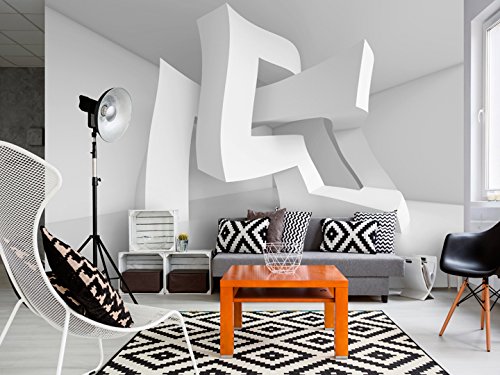 FOTOTAPETE 400×280 cm – VLIES TAPETE PREMIUM – PROFI QUALITÄT – Top moderne Wanddeko – Riesen Wandbild – Top Design Tapete – Neue exklusive Edition mit noch besser Druckauflösung – Deutsches Premium Vlies – weiß 3D Abstrakt optisch a-B-0040-a-a - 4