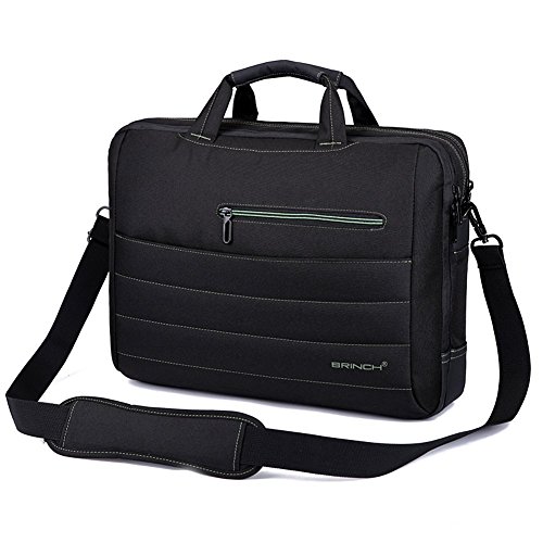 BRINCH Laptop Tasche, Nylon Gewebe Messenger Bag 17,3 Zoll leicht Henkeltasche Stoßfest Umhängetasche mit Schulterriemen für 17 – 17,3 Zoll Laptop / Notebook / MacBook / Ultrabook / Chromebook,Schwarz-Grün - 9
