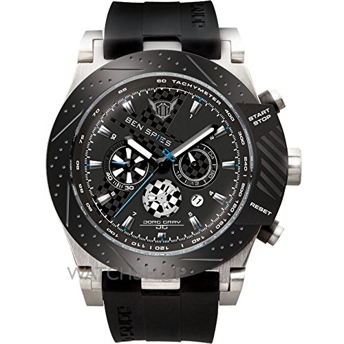 Jorg Gray Ben Spies Limited Edition Chrono Men's Quartz Watch with Black Dial Chronograph Display and Black Silicone Strap JG6700-11
