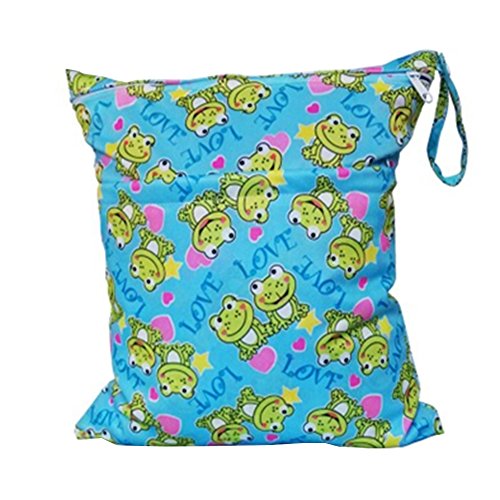 NovoGifts Large Travel Wet and Dry Cloth Diaper Zipper Bag Waterproof Washable Reusable 14x11.5"