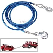 eForChina 5 Tons Steel Vehicle Towing Cable Rope (4m, Multicolour)