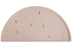 Mushie Silicone Placemat for Kids | Non-Slip Design | Material: Food-Grade Silicone | Easy-to-Clean & Stain Resistant | BPA & Phthalate Free (Rocket)