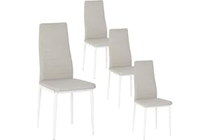 buybyroom - Set di 4 sedie da cucina/sala da pranzo, comode sedie imbottite rivestite in tessuto, con schienale, gambe in metallo, colore: beige