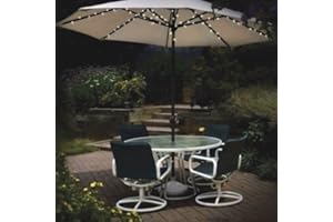 ELITEZOTEC New 72 Led Solar Powered Umbrella Chain Garden Light 8 Strut Fairy Lights Parasol