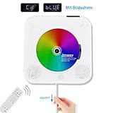 【Was Sie bekommen】1 x MP3 CD- Player mit Radio, 1 x 5V-2A USB Adapter, 1 x Fernbedienung, 1 x Wandmontierte Halterung und Schrauben, 1 x CD Spieler Halterung, 1 x deutsche Anleitung , 1 x 3.5mm Audio Kabel.