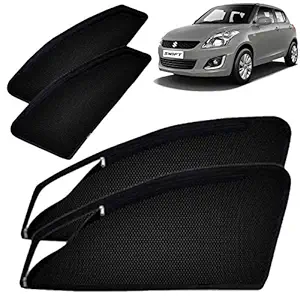 Autofact Magnetic Window Sunshades / Curtains for Maruti Swift (2012 to 2017) [Set of 4pc - Front 2pc with Zipper ; Rear 2pc Without Zipper] (Black)