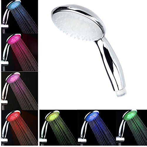 7 Farben wechseln stufenlos Duschkopf ABS Chrom house-cover unterstützt von fließendem Wasser Druck (keine Batterien erforderlich)
