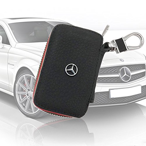 Preisvergleich Produktbild OPAYIXUNGS Leder-Auto-Schlüsselhalter-Kasten Schlüsselanhänger Münzen-Geldbeutel Mercedes-Benz Logo