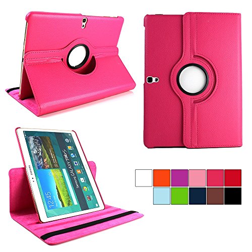 COOVY® 360° ROTATION COVER FÜR SAMSUNG GALAXY TAB S 10.5 SM-T800 SM-T801 SM-T805 SMART HÜLLE TASCHE ETUI CASE SCHUTZ STÄNDER Farbe hotpink