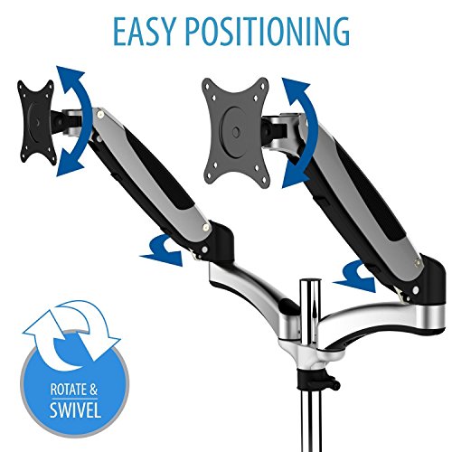 V7 Professional DM3GSAD-1E LX Doppel-Gasfeder-Monitor-Halterung für zwei Monitore bis zu 76.2cm (30 Zoll) oder mit 8kg Gewicht (Vesa 75×75, 100×100) - 3