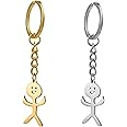 2PCS Stainless Steel Funny Doodle Keychain Middle Finger Pendant Keyring Long Distance Friendship Jewelry Gift for Men Women (Gold+Silver)