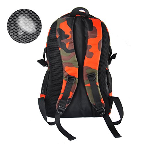 Sac à dos Camouflage Étudiant Étanche Cartable pour Enfants Primaire Garçon Femmes Hommes Loisirs Collège (Orange)