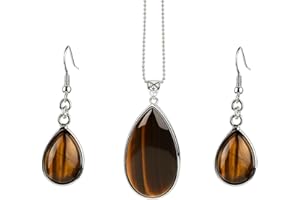 HELENA ROSE JEWELLERY Ladies Matching Jewellery Set for Women - Teardrop Design Necklace Pendant & Drop Earrings - With Jewellery Gift Box