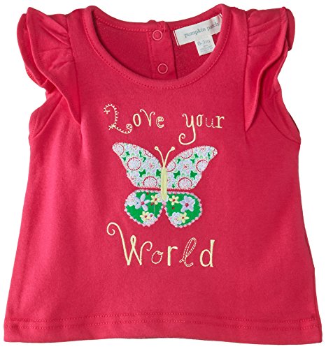 Pumpkin Patch Baby Girls 0-24M Double Flutter Short T-Shirt, Pink (Fuchsia Rose), 12-18 Months