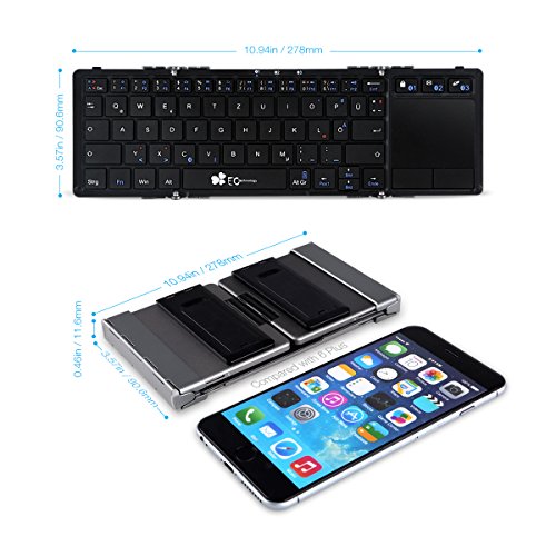Faltbare Bluetooth Tastatur, EC Technology Portable Faltbare Wireless Keyboard mit Multi Touchpad, Halter, Touch Keyboard für Android Windows iOS – Silber - 8