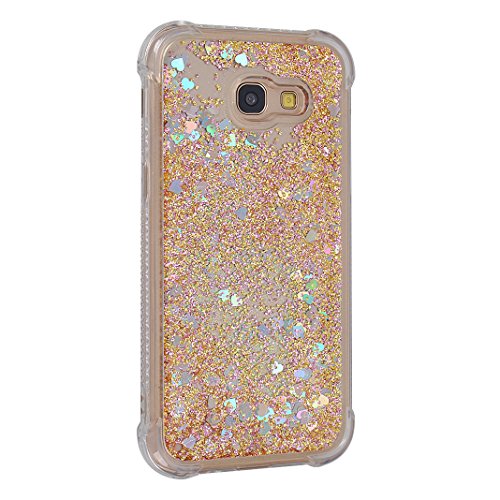 Galaxy A5 2017 Liquid H  lle  Rosa Schleife 3D Flie  en Fl  ssig Bling Dynamisch Treibsand Stern Glitzer Case Anti-Rutsch Kratzfest Transparent Siliko