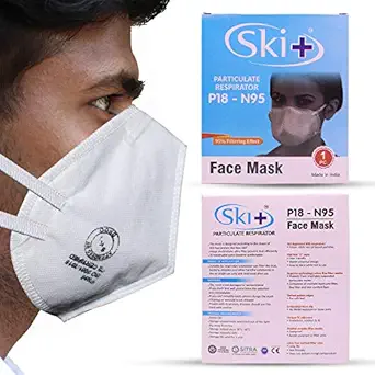 ORILEY P18-N95 SKI+ SITRA & DRDO Approved Disposable Face Mask with Breathing Valve (5 Pcs)