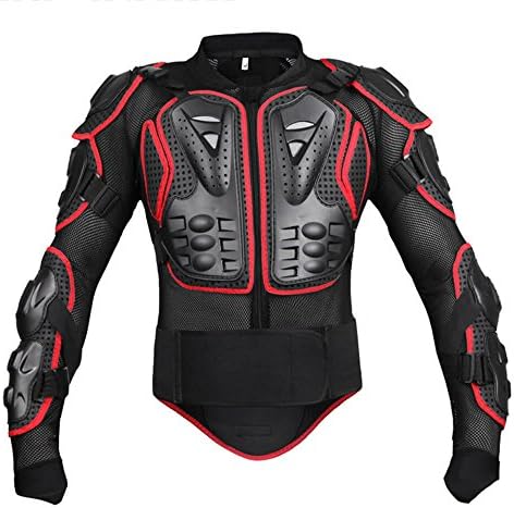 ANHORNG Motorcycle Jacket Armored Motorbike Motocross Armor for Men Motorcycle Jacket Leather Armor Protector Motocross ATV Sport Protective Gear Jacket (Red, L)